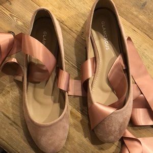 Beautiful millennial pink ballet flats
